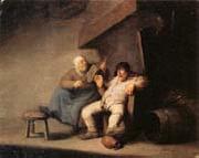 adriaen van ostade, A Peasant Couple in an  interior